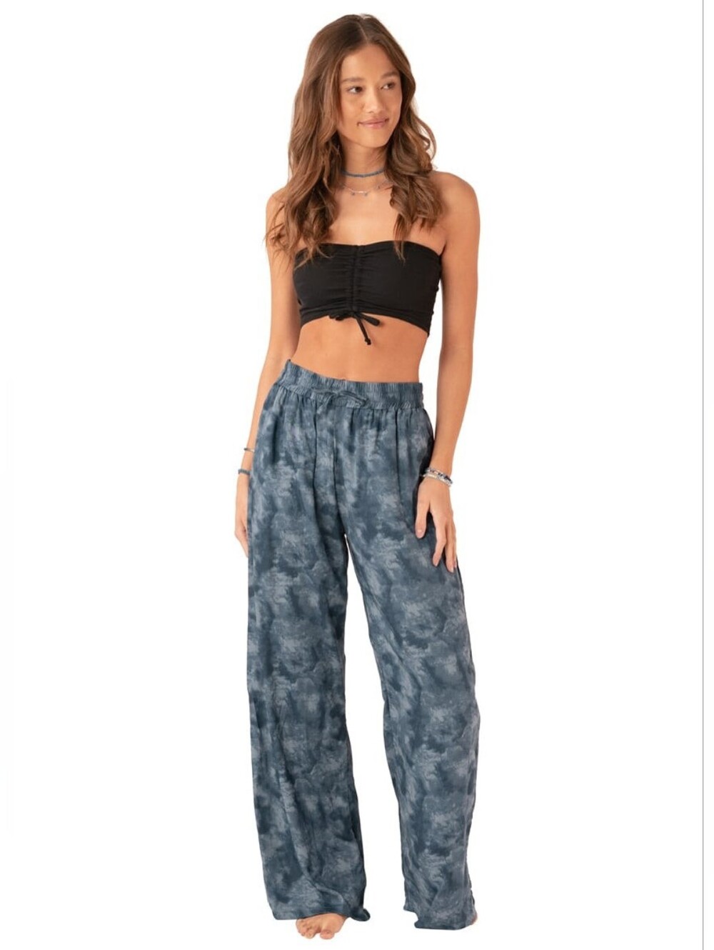 Lotus & Luna Pampa Point Wide Leg Tie Dye Pants Blue NWT Medium